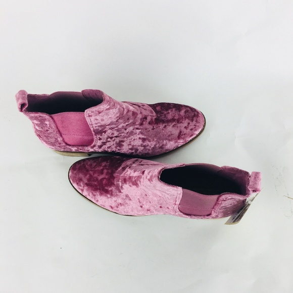 New Toms Ella Faded Rose Velvet Ankle Booties - Picture 2 of 6